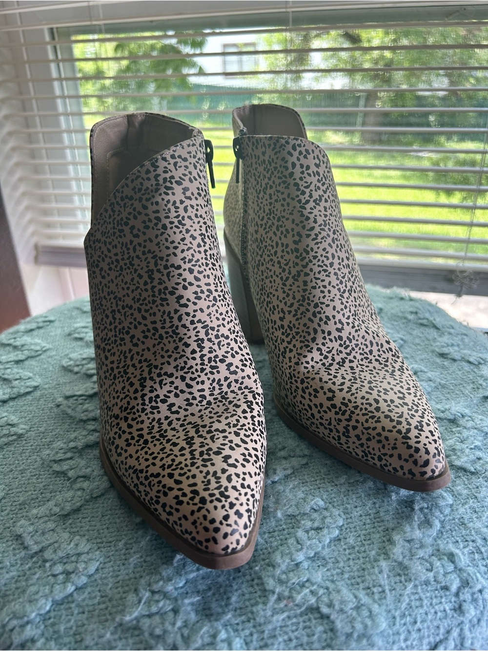 Serra Beige and Black Speckled Pointed Toe Ankle Booties